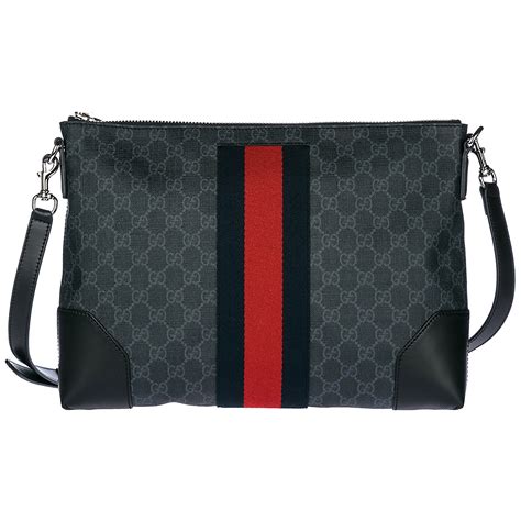 gucci black crossbody bags|Gucci crossbody with striped strap.